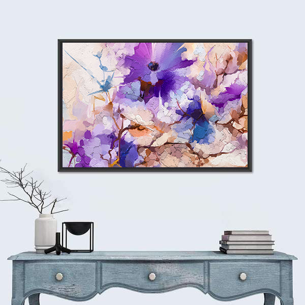Oil Painted Spring Flowers Canvas Wall Art
