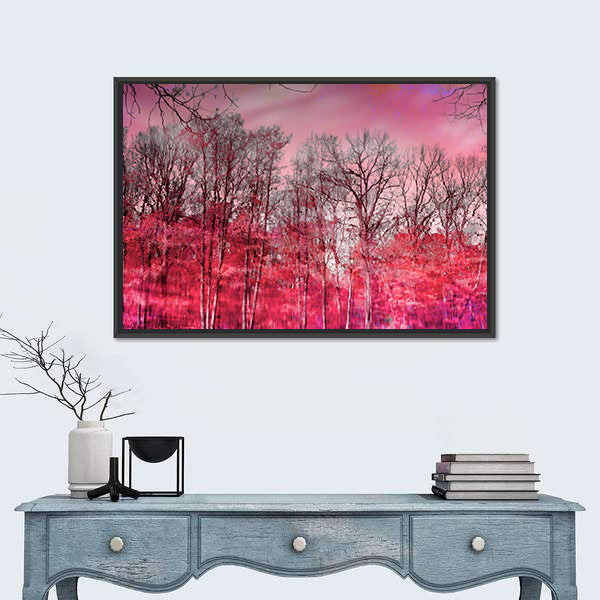 Surreal Pink Winter Forest Canvas Wall Art
