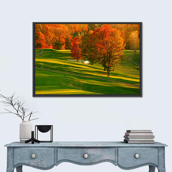 Sunset At The Golf Course Canvas Wall Art