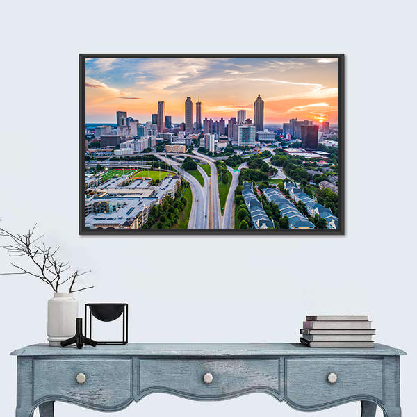 Atlanta In Georgia Skyline Canvas Wall Art