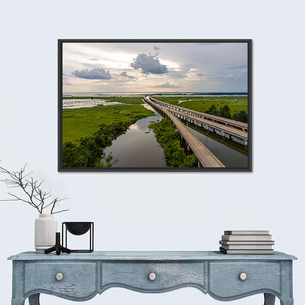 Interstate 10 Bridge Over Mobile Bay, Alabama Canvas Wall Art