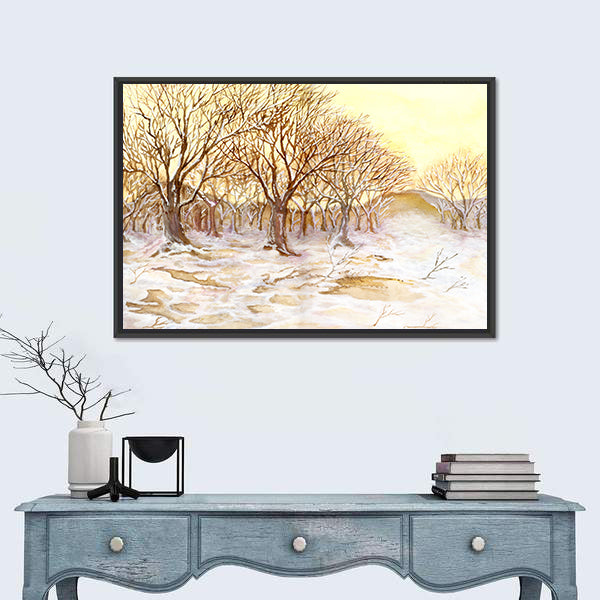 Watercolor Winter Forest Canvas Wall Art