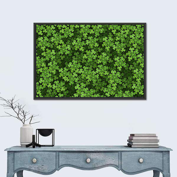 Green Shamrock Illustration Canvas Wall Art