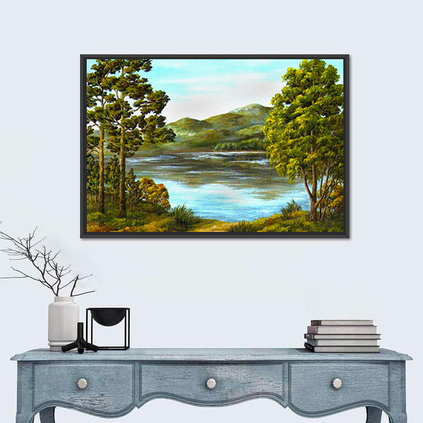 Autumn Mountain Lake Canvas Wall Art