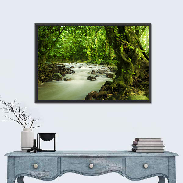 Tropical River At Selangor State In Malaysia Canvas Wall Art