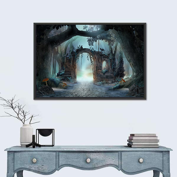 Archway In An Enchanted Fairy Forest Canvas Wall Art