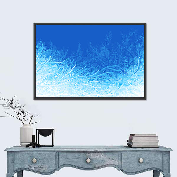 Winter Blue Curly Ice Frost Canvas Wall Art