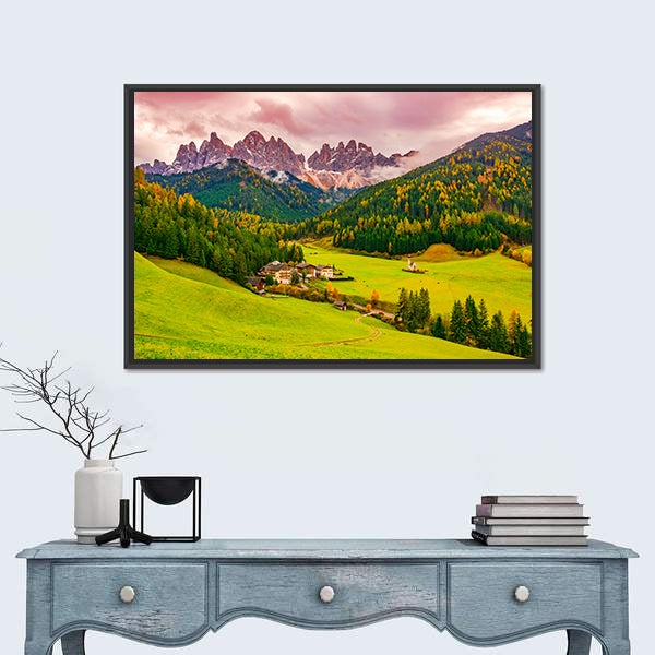 Santa Maddalena Village at Autumn Twilight Canvas Wall Art