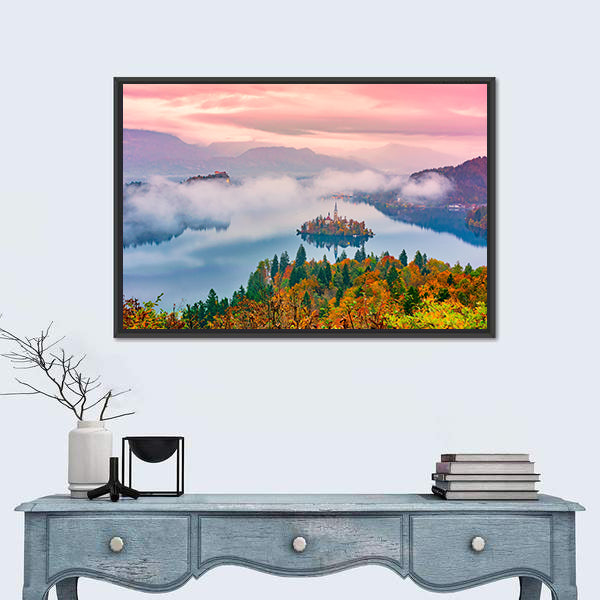 Lake Bled at Sunrise Canvas Wall Art