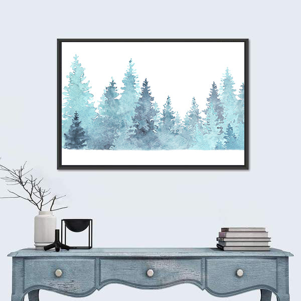 Watercolor Coniferous Forest Canvas Wall Art