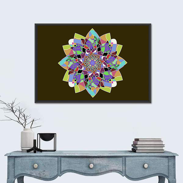 Dahlia Flower Mandala Canvas Wall Art