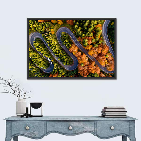 Serpentine Asphalt Road Canvas Wall Art