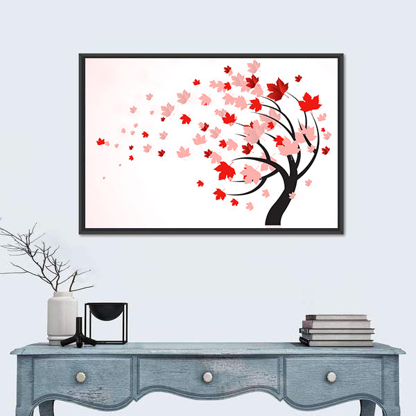 Red Autumn Tree Canvas Wall Art