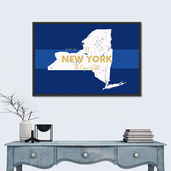 New York State Map Canvas Wall Art