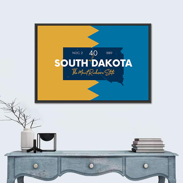 South Dakota State Map Canvas Wall Art
