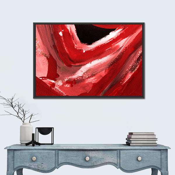Red and Pink Abstract Brushstrokes Canvas Wall Art