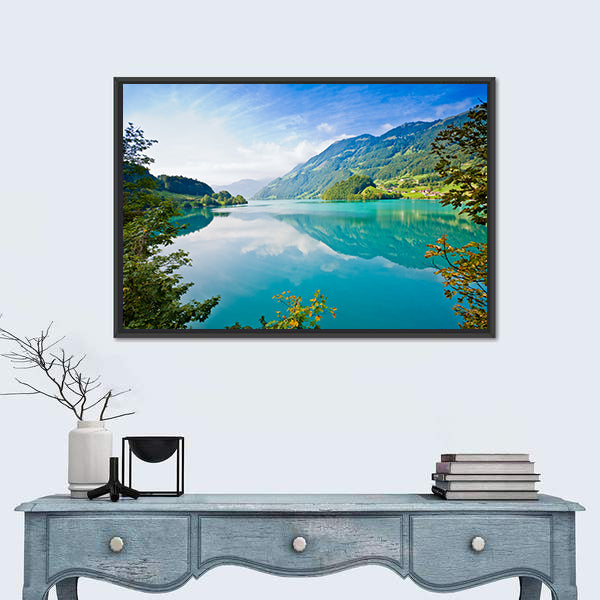 Majestic Mountain Lake In Switzerland Canvas Wall Art