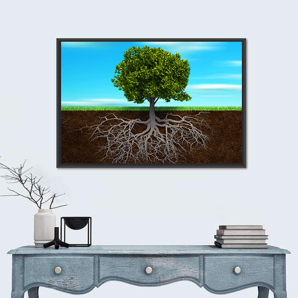 Root Of A Tree Illustration Canvas Wall Art