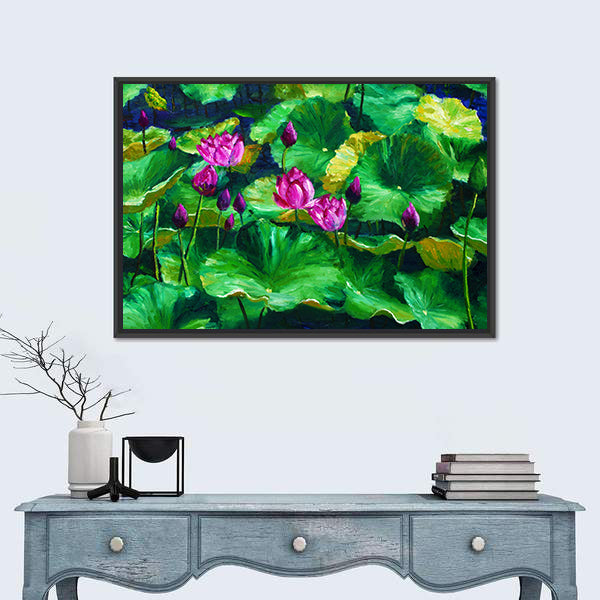 Lotus Flowers Oil Painting Canvas Wall Art
