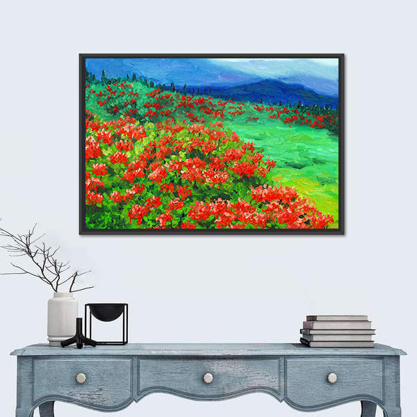 Oil Painted Wildflower Field Canvas Wall Art