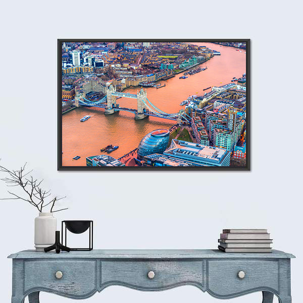 Tower Bridge And Thames River In London Canvas Wall Art