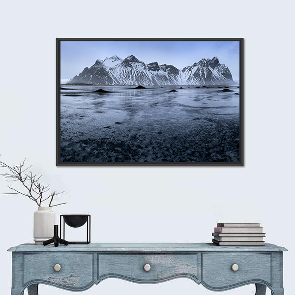 Sand Dunes At Stoksnes Beach In Iceland Canvas Wall Art