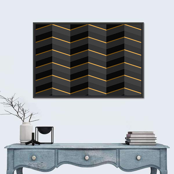 Black and Gold Striped Geometric Canvas Wall Art