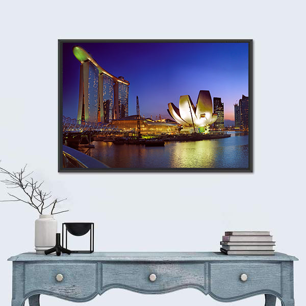 Singapore In Twilight Canvas Wall Art