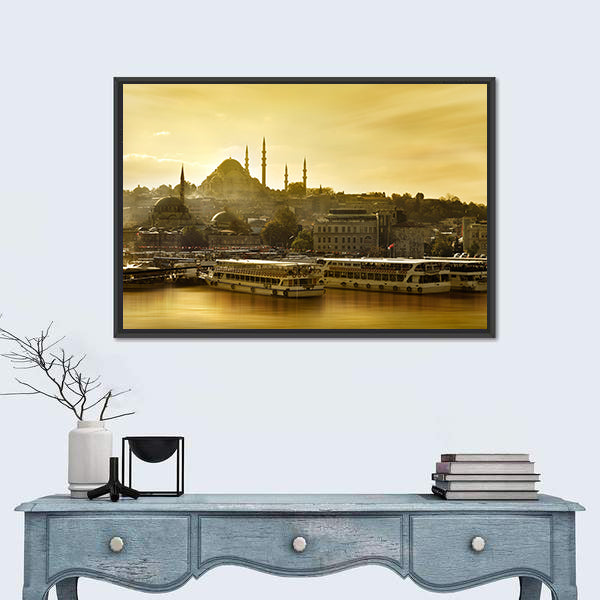 Suleymaniye Mosque Golden Horn In Istanbul Turkey Canvas Wall Art