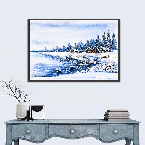 Frozen Winter Village Canvas Wall Art
