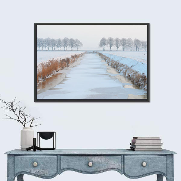 Winter Landscape In Holland Canvas Wall Art