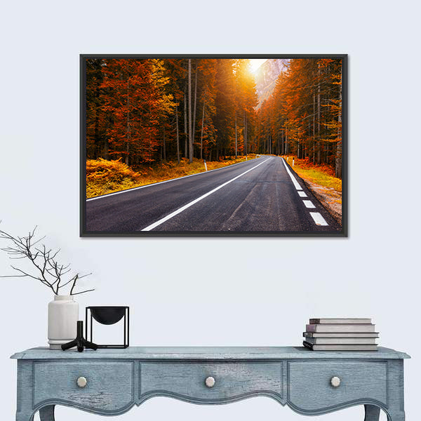 Asphalt Roads In Italian Alps In South Tyrol Canvas Wall Art