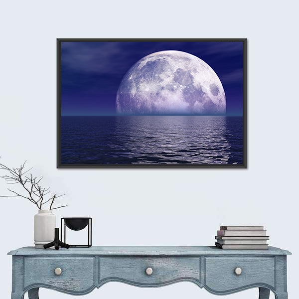 Full Moon Over Water Canvas Wall Art