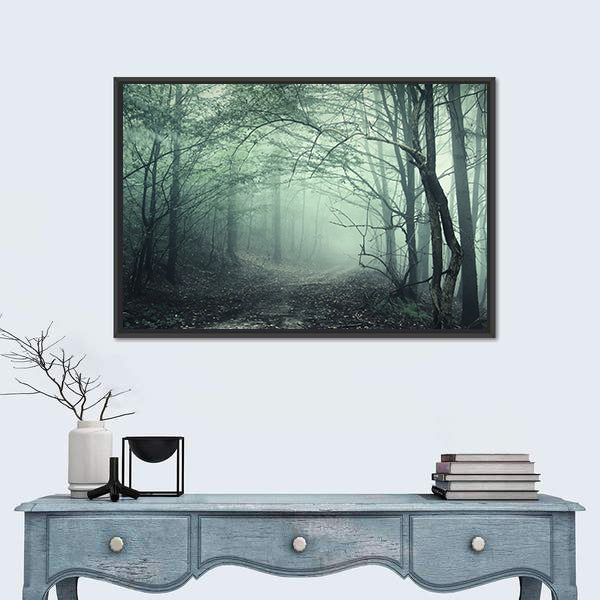 Foggy Forest Pathway Canvas Wall Art