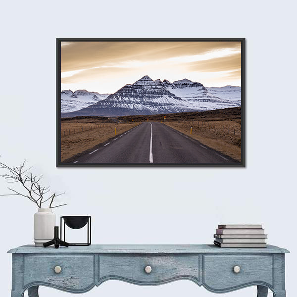 Ring Road At Sunset In East Fjords In Iceland Canvas Wall Art