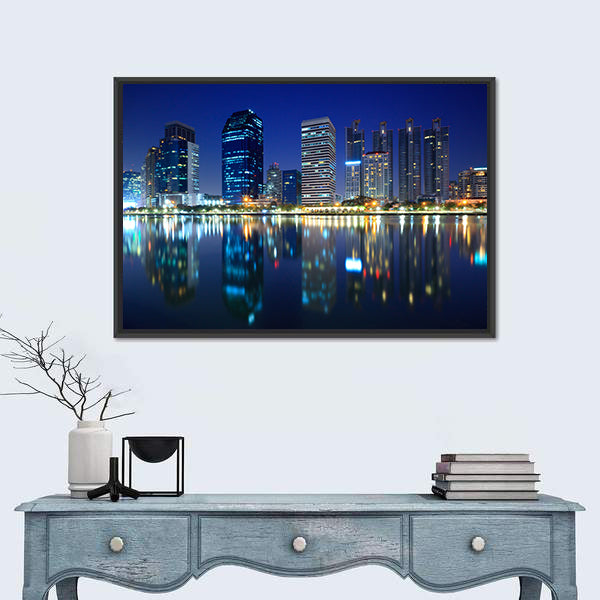 Bangkok City At Night In Thailand Canvas Wall Art