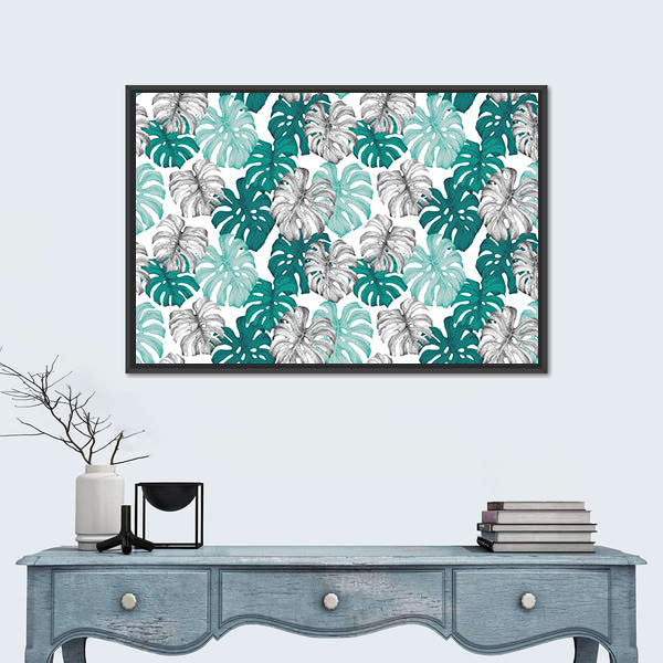 Duo Toned Monstera Leaves Pattern Canvas Wall Art
