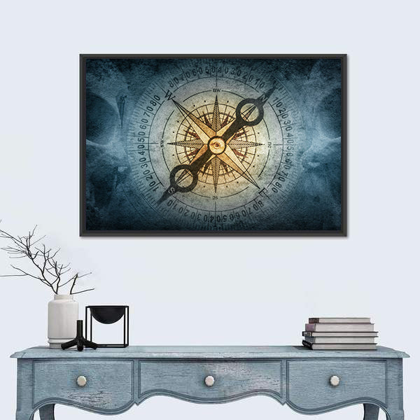 Sailor Skull with Vintage Compass Canvas Wall Art