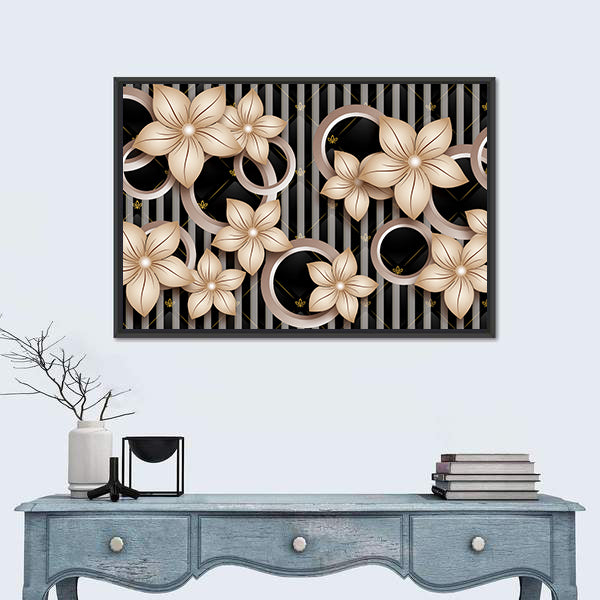 Modern Abstract Floral with Gold Accents Canvas Wall Art