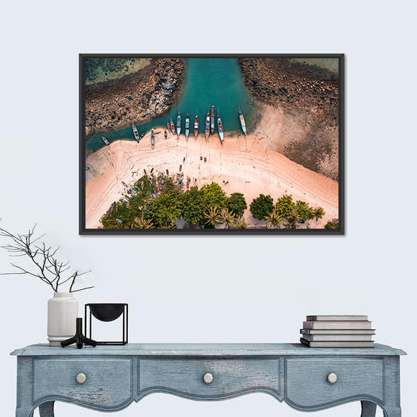 Aerial View Of Fisherman Village In The Island Of Koh Samui, Thailand Canvas Wall Art