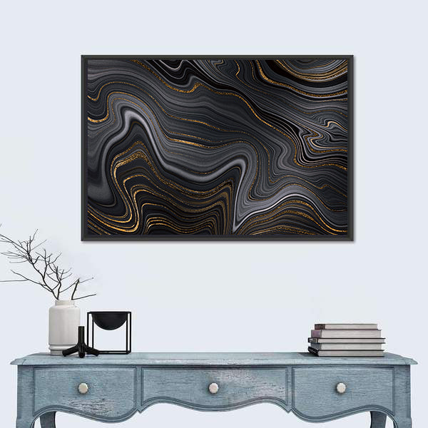 Golden Veins Texture Canvas Wall Art