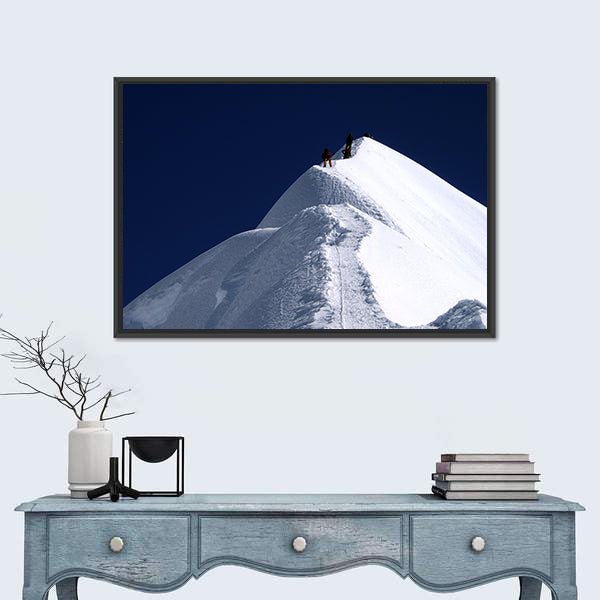 Climbers on Nepal Mountain Peak Canvas Wall Art