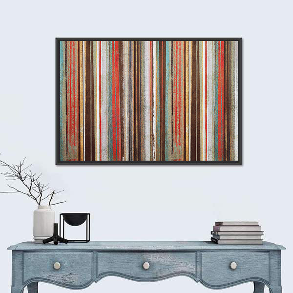 Vintage Shabby Striped Wallpaper Canvas Wall Art