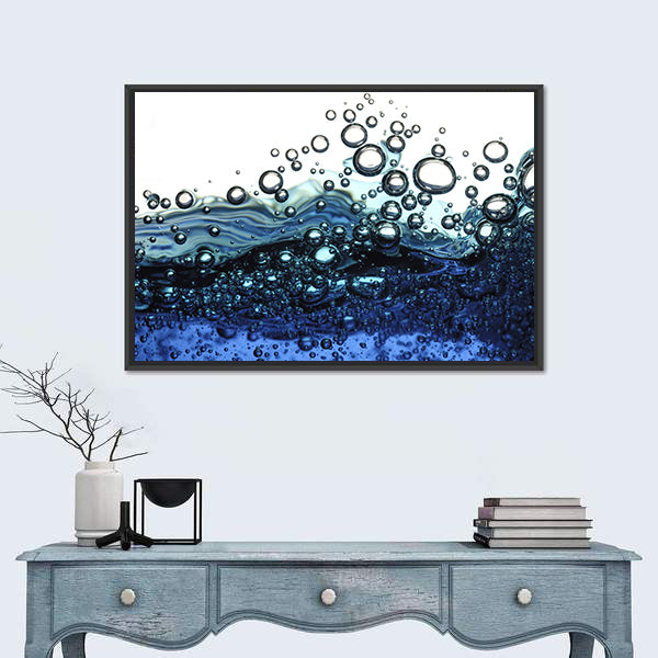 Surface Bubbles Blue Water Abstract Canvas Wall Art