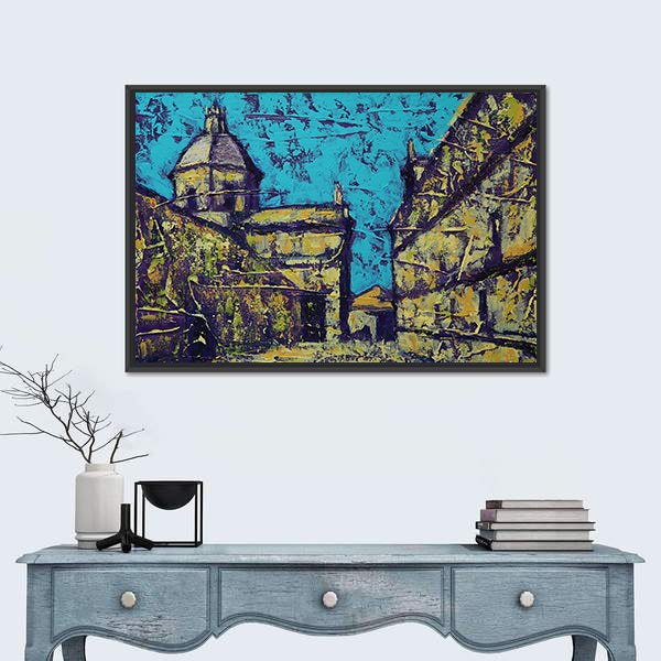 Church in Salamanca Street Scene Canvas Wall Art
