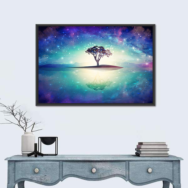 Meditation Tree Under Stars Canvas Wall Art