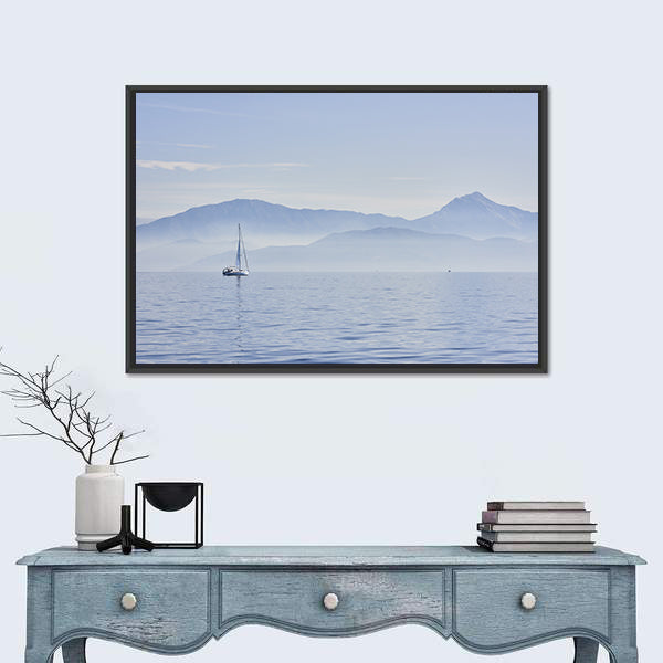 Sailing Boat At Sunrise Canvas Wall Art
