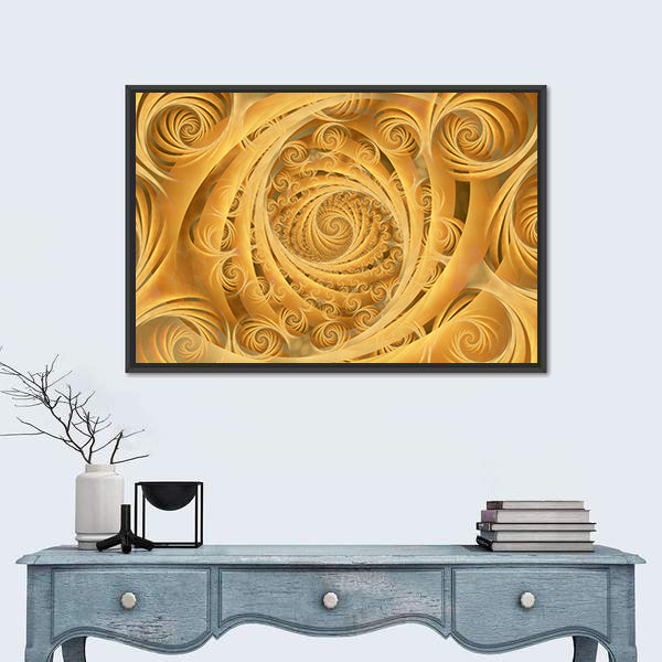 Wispy Gold Spirals Pattern Canvas Wall Art