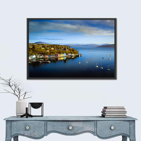 Tobermory Bay Harbor with Colorful Houses Canvas Wall Art