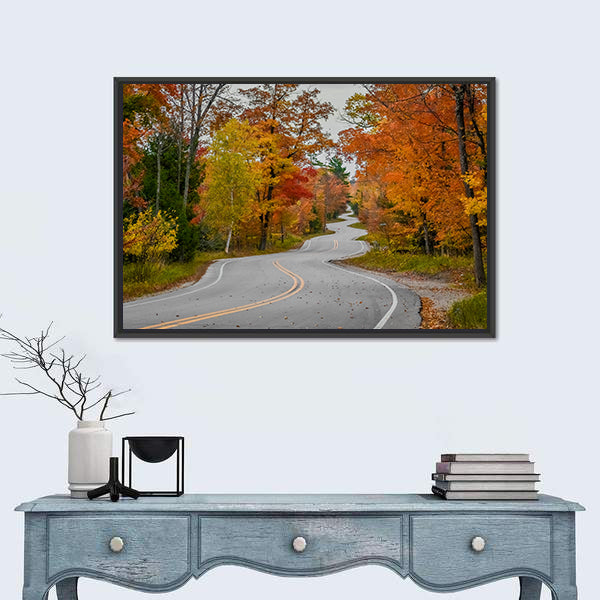 Winding Road In Wisconsin Canvas Wall Art